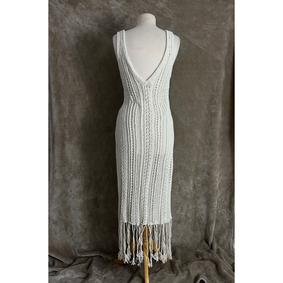 Jonathan Simkhai Ivory Kamilah Crochet Fringe Tank Midi Dress Small NWOT - Picture 10 of 13